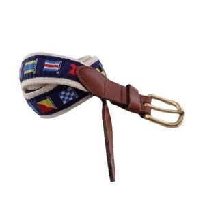 Barrons-Hunter Nautical Flags Webbed Belt Signals Ocean Sz 28 Handmade USA Boat